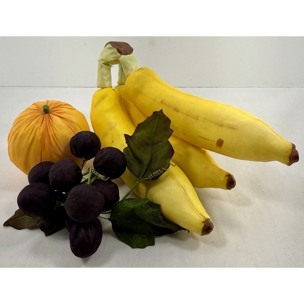 Vintage Fabric Fruit Set‎ Bananas Grapes Orange Decor Kitchen Display Photo Prop